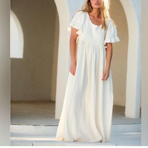 Free People Oversized Crème La vie Maxi Dress(Size Small)